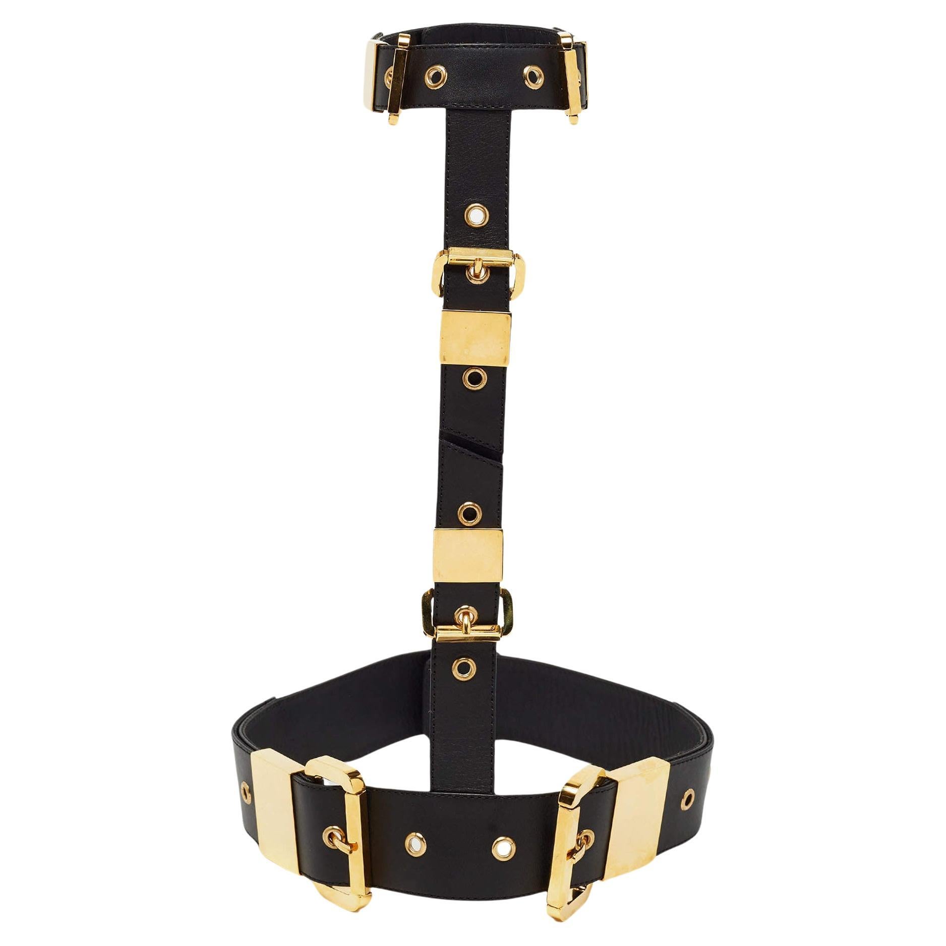 Giuseppe Zanotti Black Leather Body Harness Belt For Sale