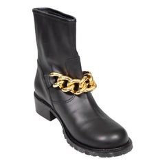 Giuseppe Zanotti Black Leather Chain Boots Size IT 40.5