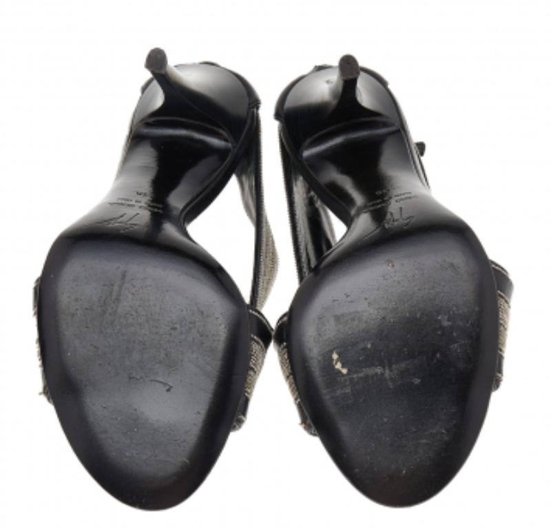 Giuseppe Zanotti Sandales en cuir noir avec chaînes croisées Taille 36 3