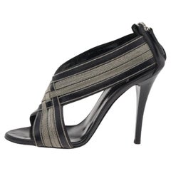 Giuseppe Zanotti Black Leather Chain Crisscross Sandals Size 36
