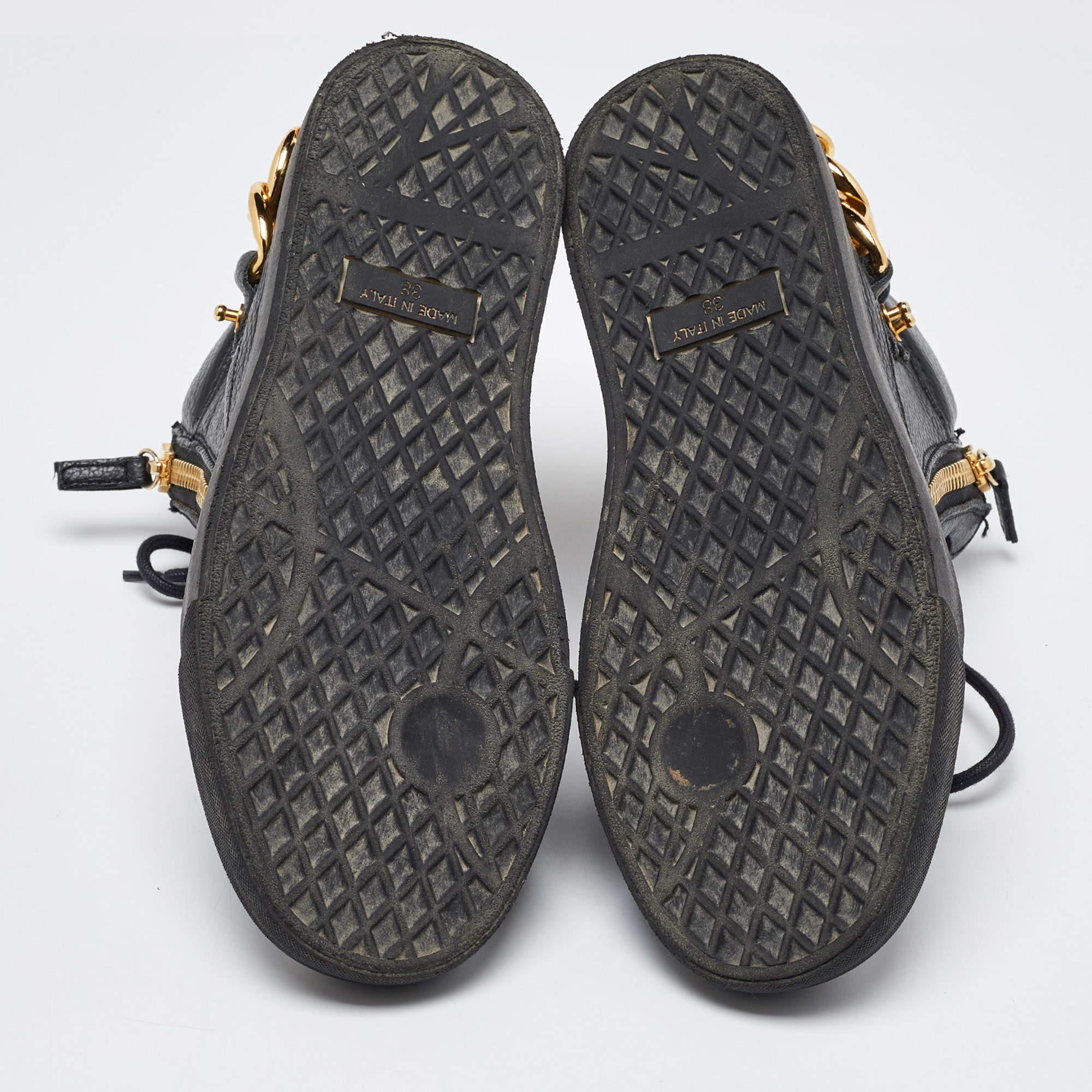 Giuseppe Zanotti - Sneakers alte in pelle nera impreziosite da catene - taglia 38 1