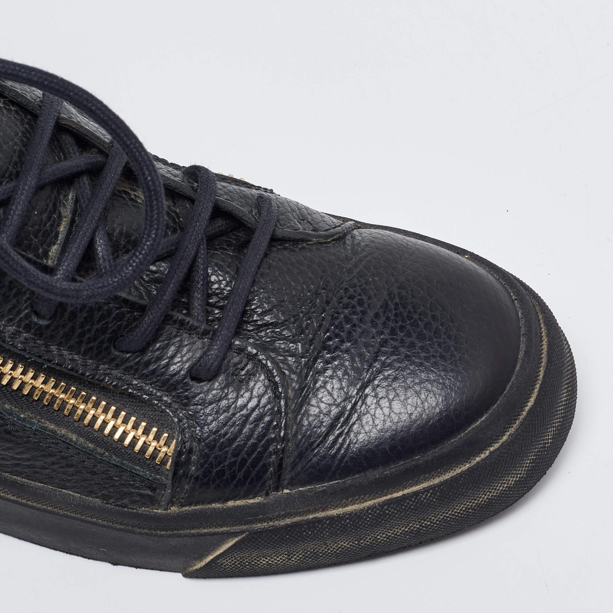 Giuseppe Zanotti - Sneakers alte in pelle nera impreziosite da catene - taglia 38 2