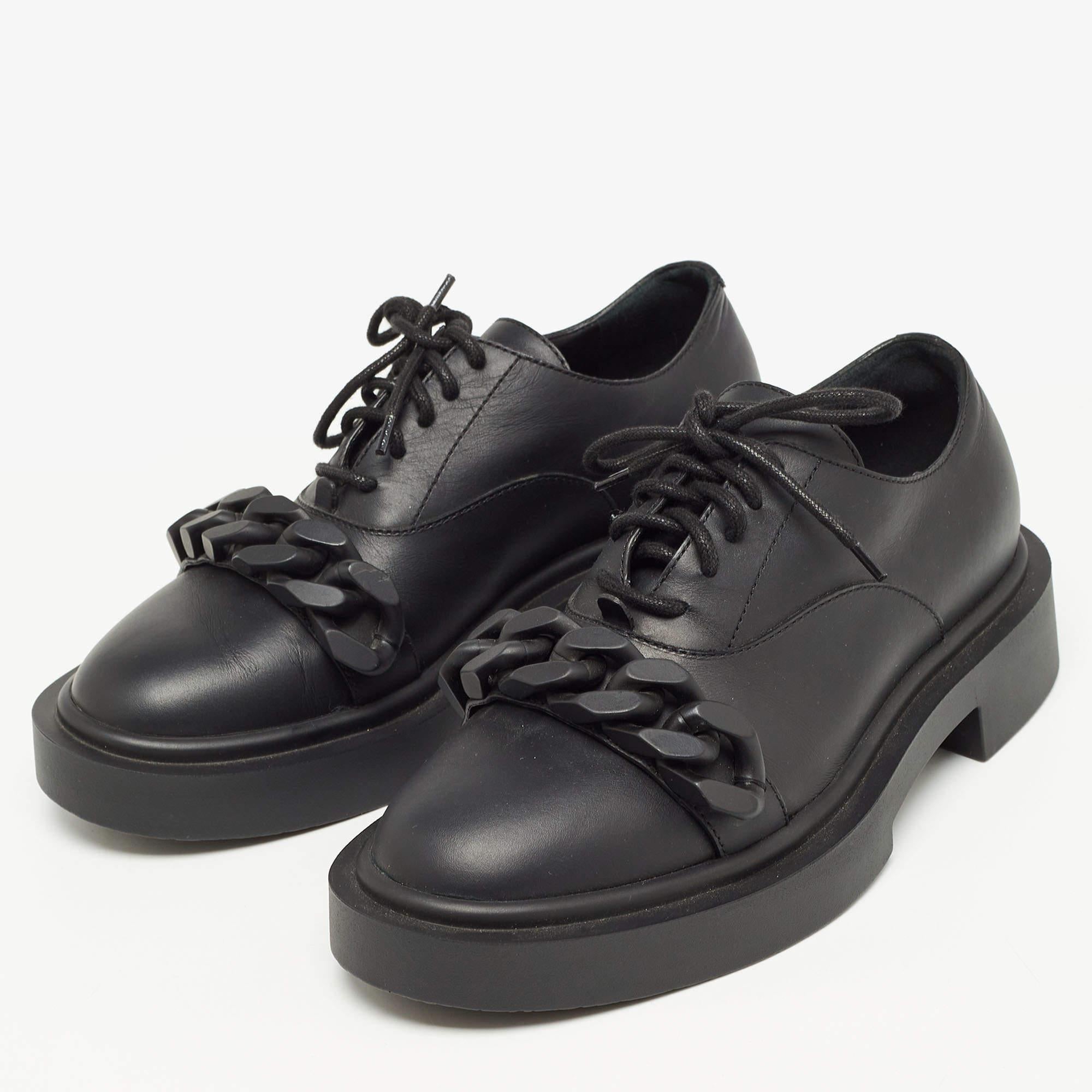 Giuseppe Zanotti Black Leather Chain Trim Adric Oxfords Size