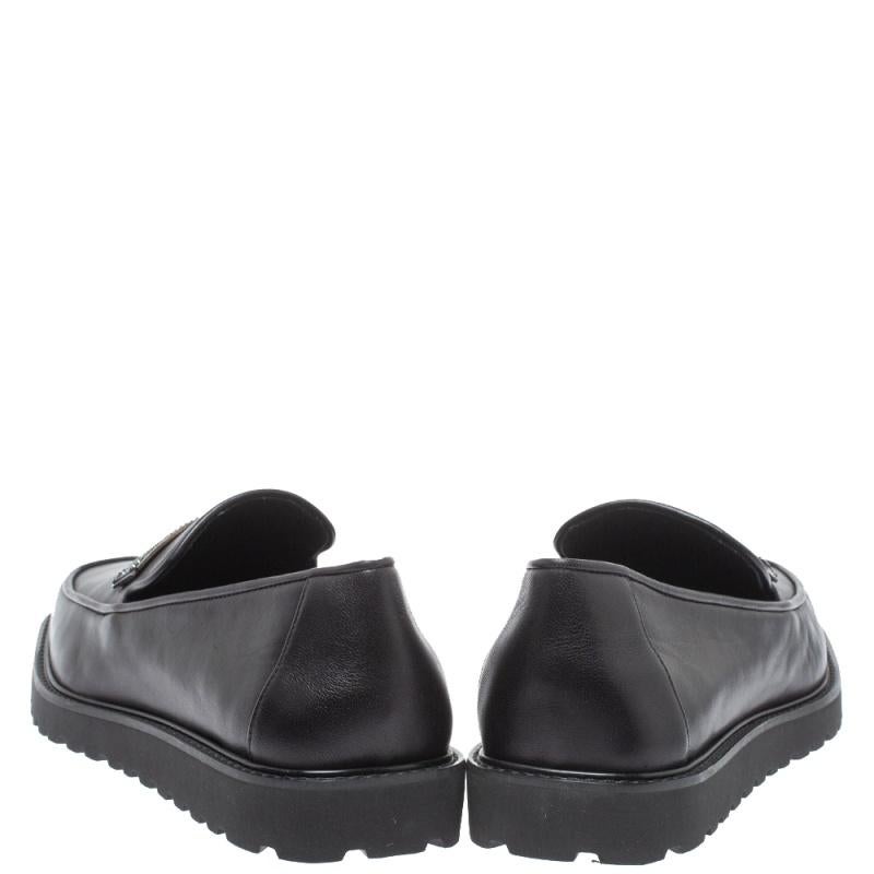 Giuseppe Zanotti Black Leather Crystal Embellished Slip On Loafers Size 42 4