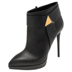 Giuseppe Zanotti Black Leather Embellished Ankle Boots Size 41