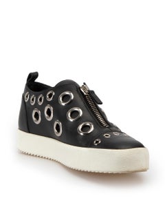 Giuseppe Zanotti Schwarz Leder Eyelets Flatform Turnschuhe Größe IT 38