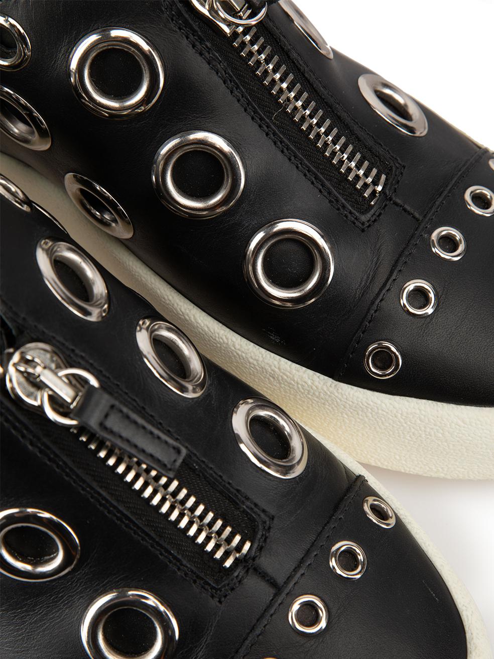Giuseppe Zanotti Scarpe da ginnastica con occhielli in pelle nera Taglia IT 38 in vendita 2
