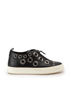 Giuseppe Zanotti Black Leather Eyelets Flatform Trainers Size IT 38