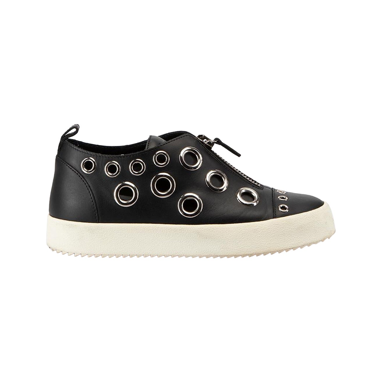 Giuseppe Zanotti Scarpe da ginnastica con occhielli in pelle nera Taglia IT 38
