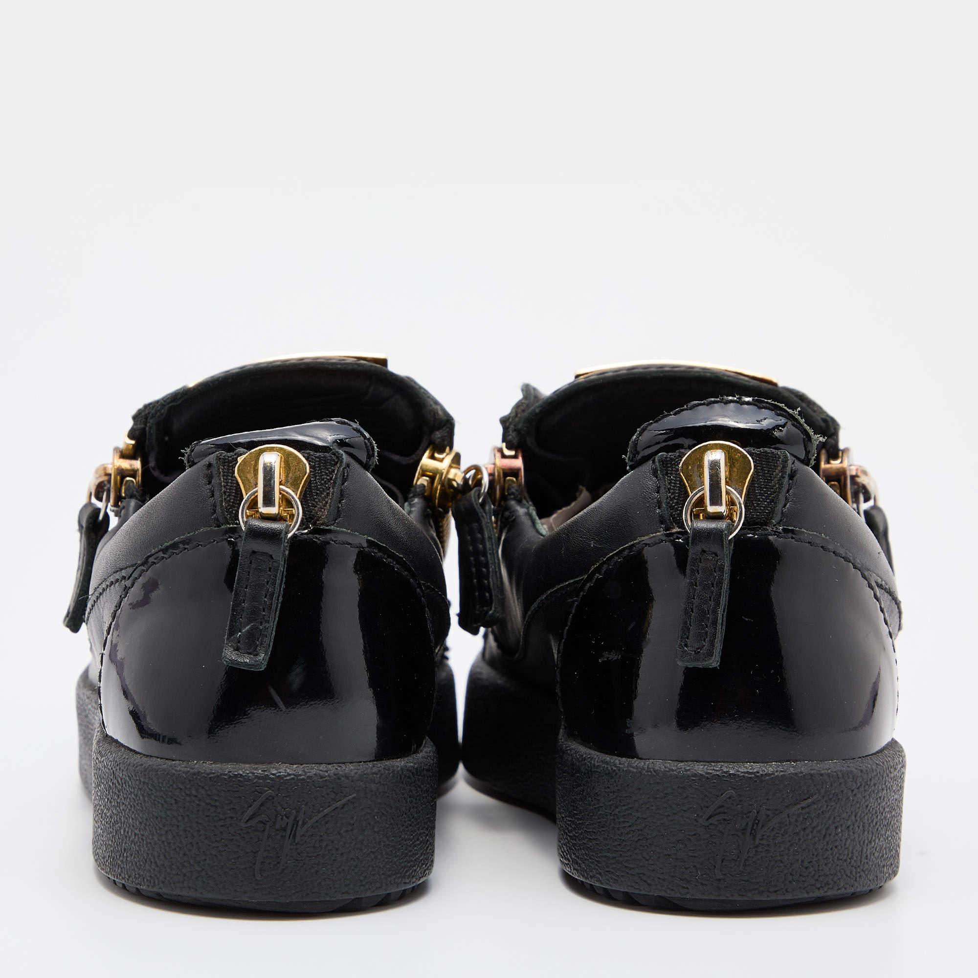 Giuseppe Zanotti Black Leather Gail Low Top Sneakers Size 36 In Good Condition In Dubai, Al Qouz 2