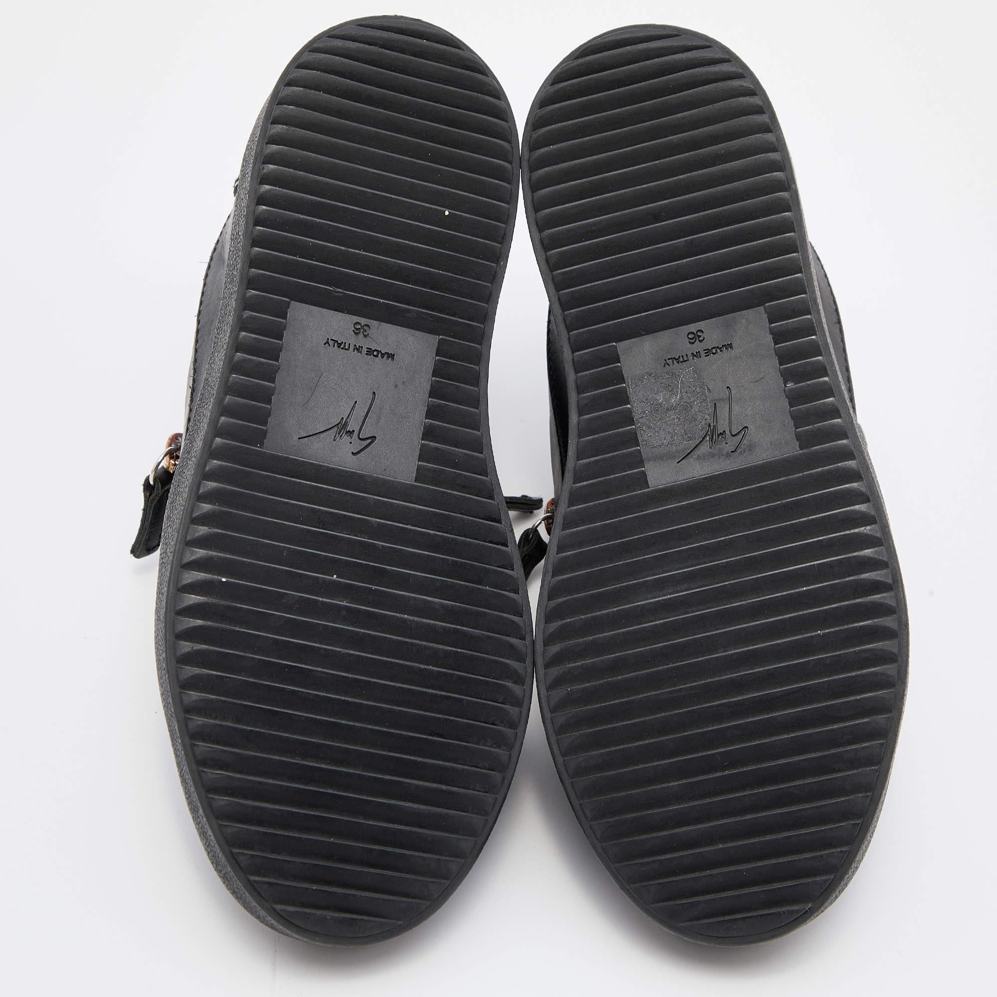 Giuseppe Zanotti Black Leather Gail Low Top Sneakers Size 36 4