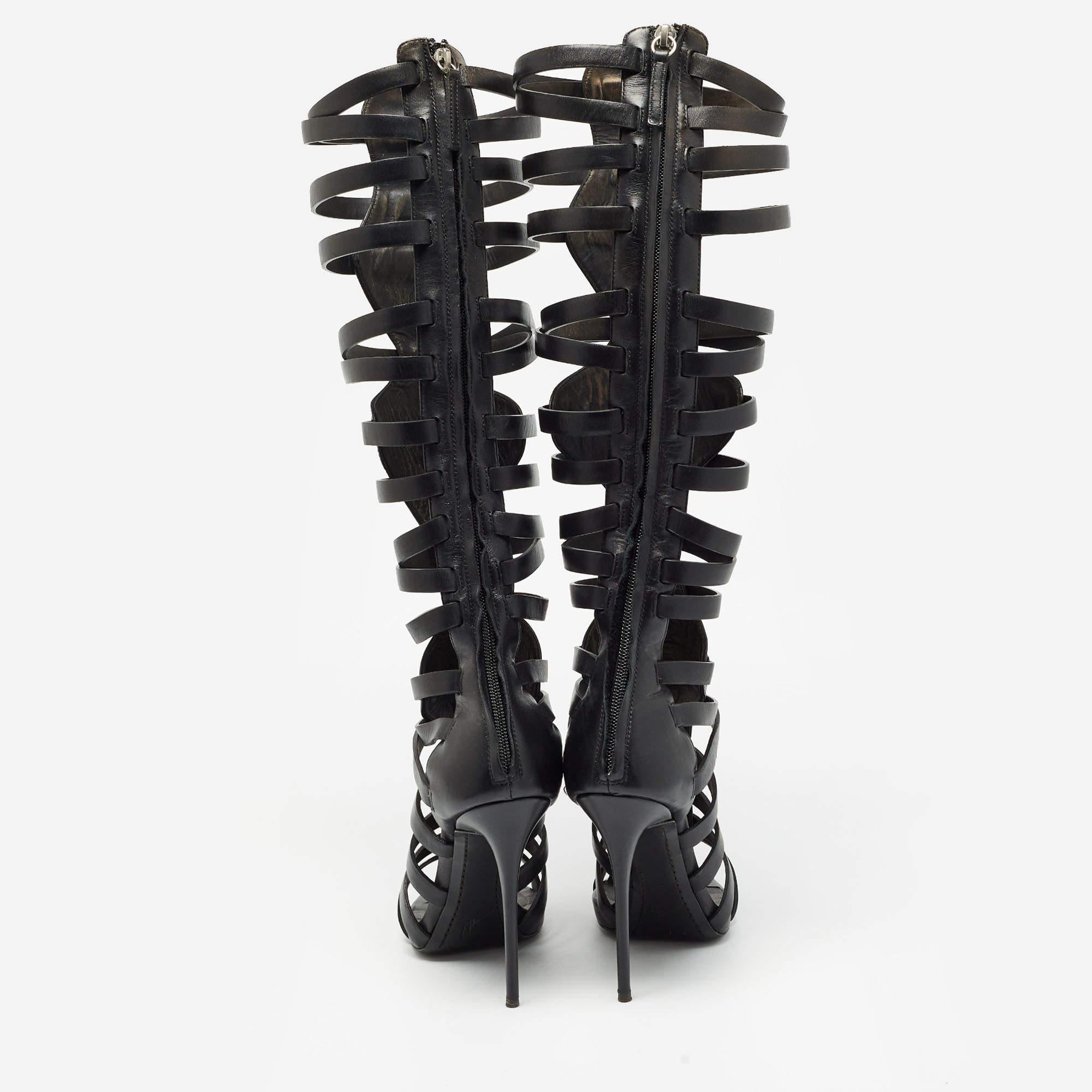 Giuseppe Zanotti Black Leather Gladiator Sandals Size 37 at 1stDibs