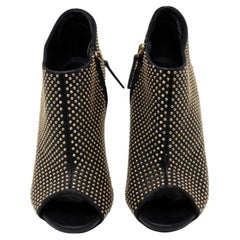 Giuseppe Zanotti Black Leather Gold Studded Boots/Booties