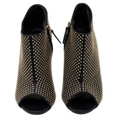 Used Giuseppe Zanotti Black Leather Gold Studded Boots/Booties