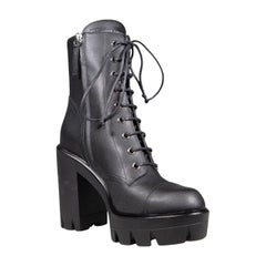 Giuseppe Zanotti Black Leather Heeled Combat Boots Size IT 38