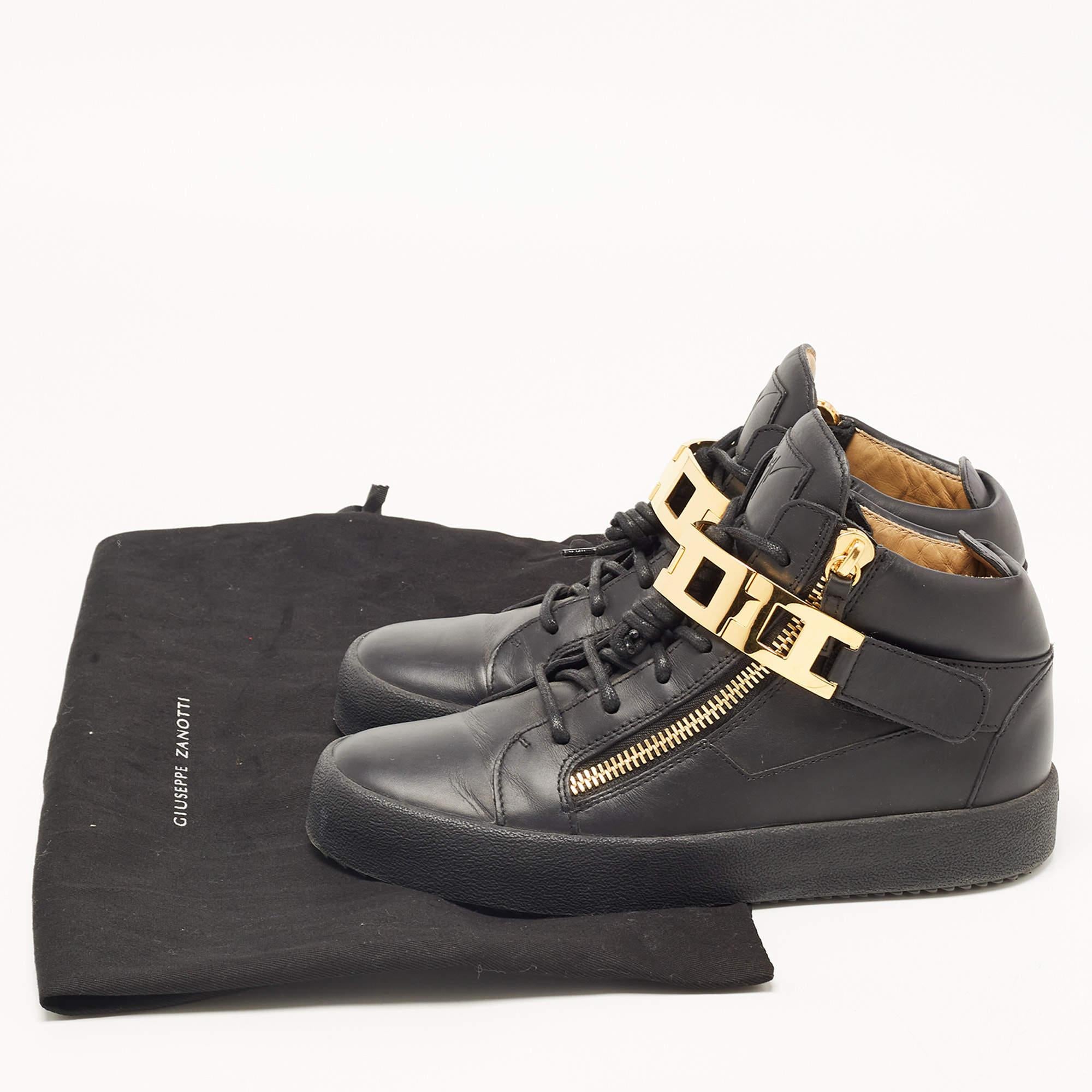 Giuseppe Zanotti Black Leather High Top Sneakers Size 40 For Sale 5