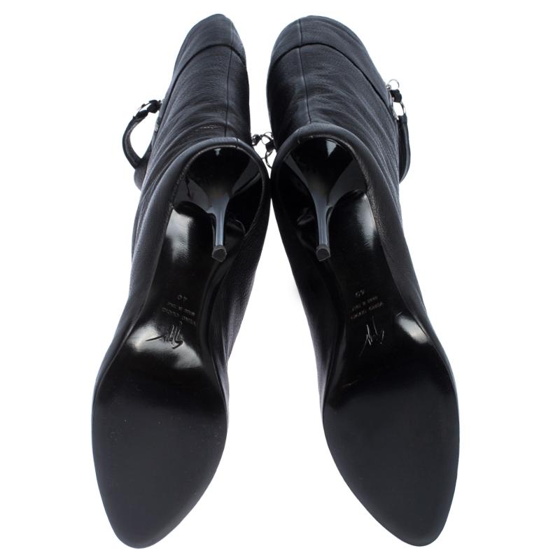 Women's Giuseppe Zanotti Black Leather knee Length Boots Size 40
