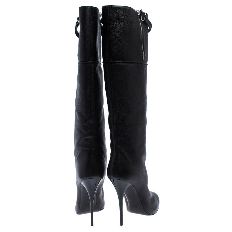 Giuseppe Zanotti Black Leather knee Length Boots Size 40 2