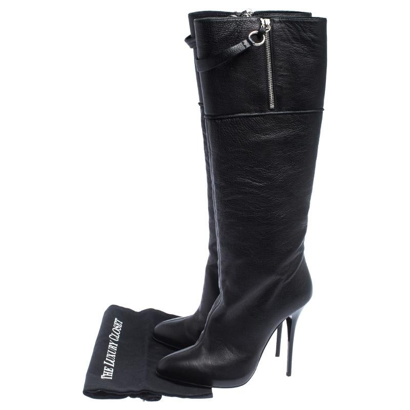 Giuseppe Zanotti Black Leather knee Length Boots Size 40 4