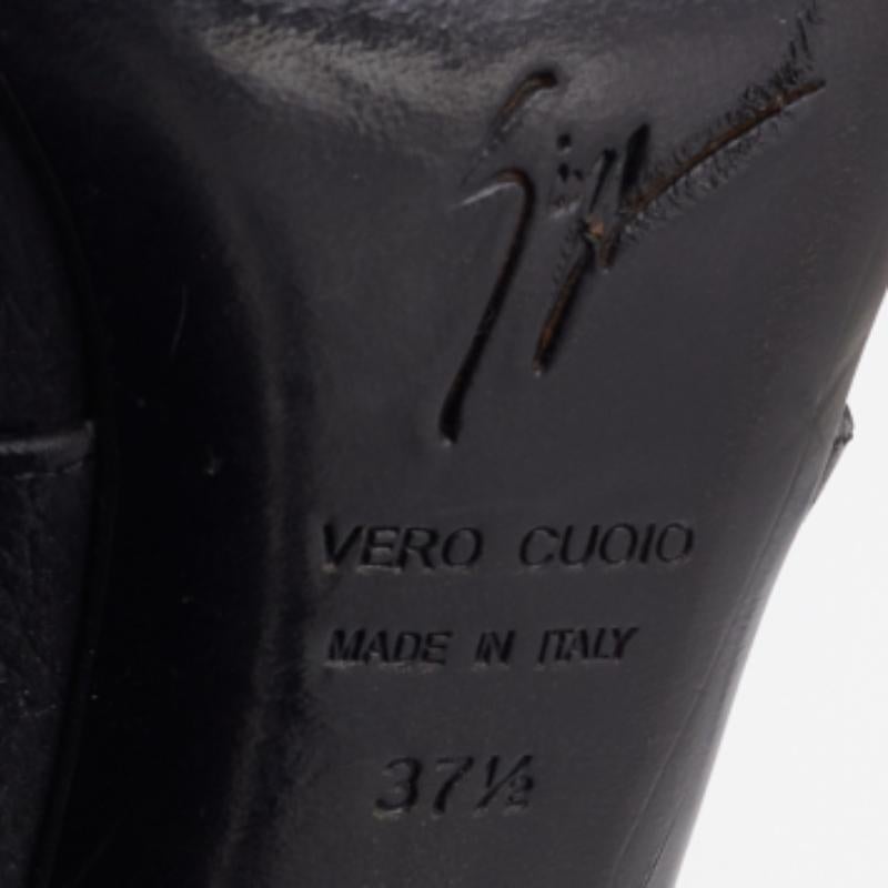 Giuseppe Zanotti Bottines à lacets en cuir noir Taille 37.5 Pour femmes en vente