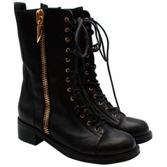 Giuseppe Zanotti Black Leather Lace-up Combat Boots - Size 39.5