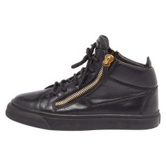 Giuseppe Zanotti Black Leather London High-Top Sneakers Size 37