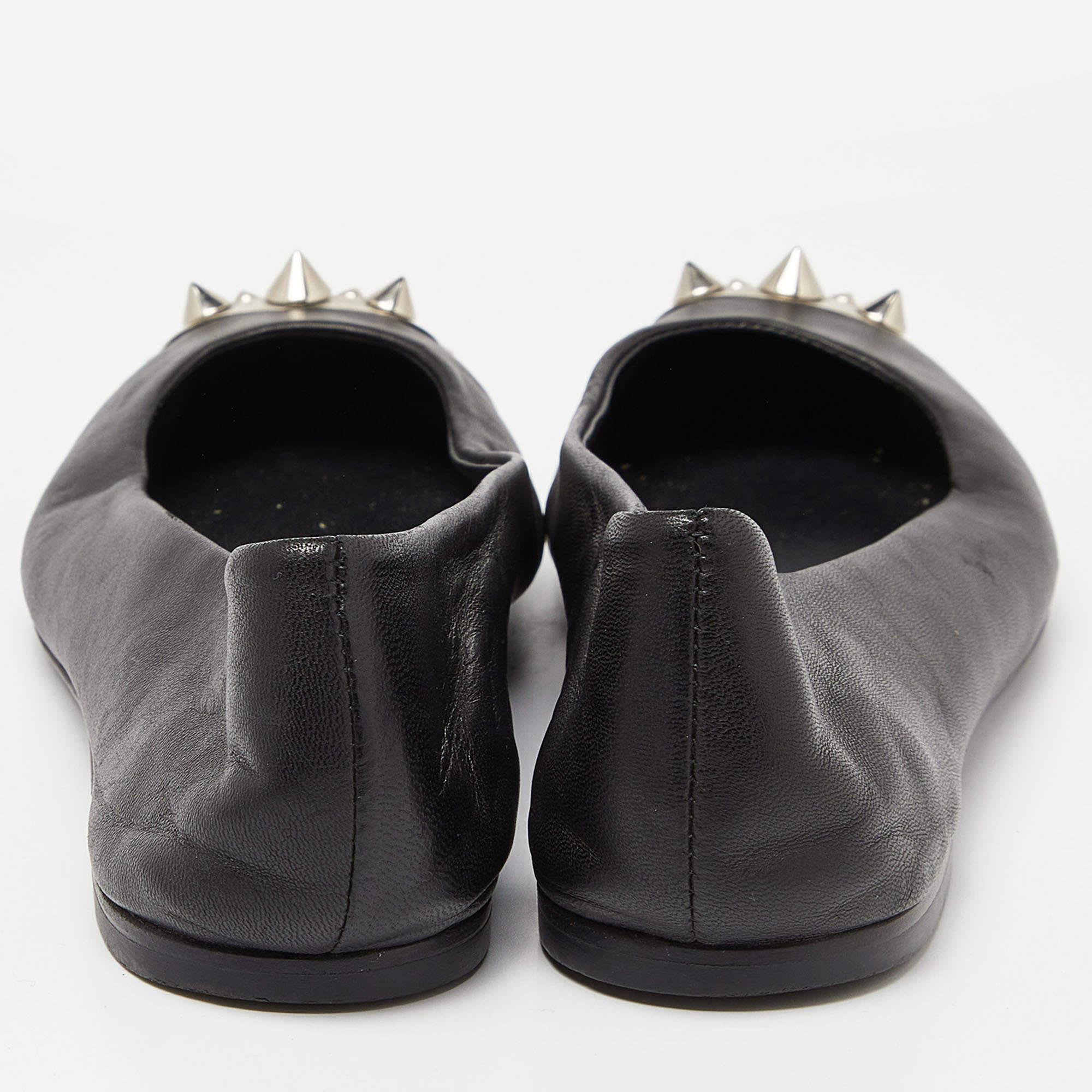 Giuseppe Zanotti - Ballerines à bout pointu en cuir noir Malika - Taille 36.5 Pour femmes en vente