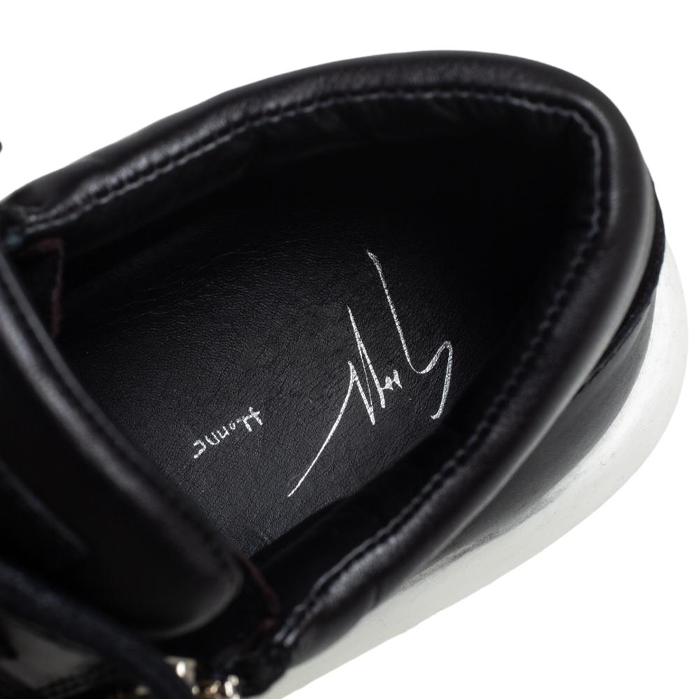 Giuseppe Zanotti Black Leather, Mesh Side Zip Sneakers Size 42 1