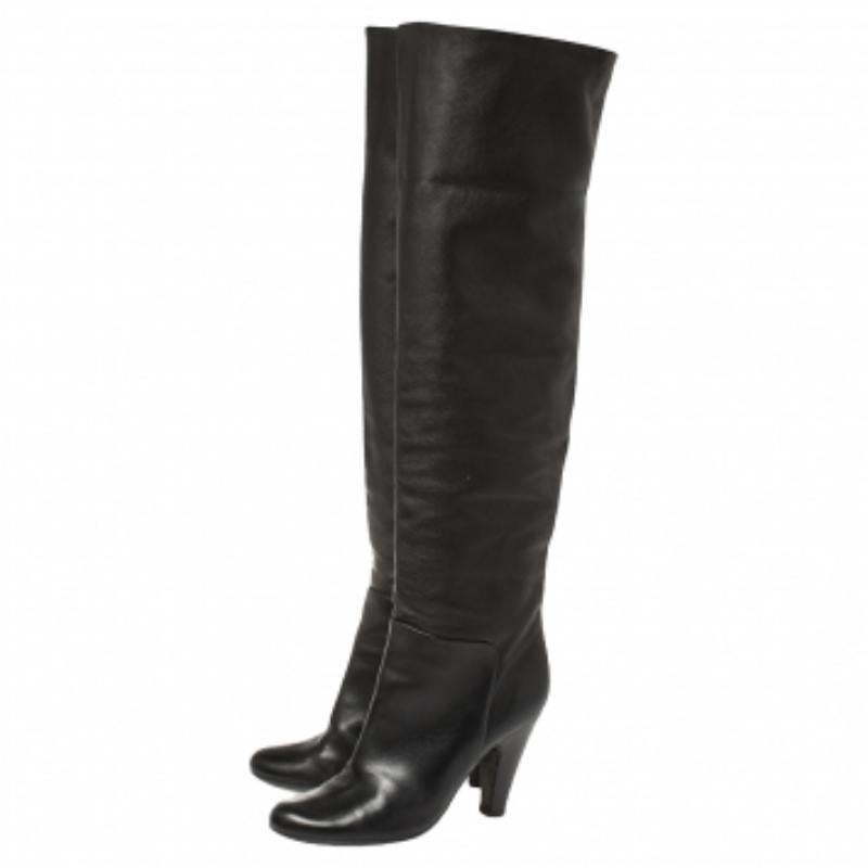 Giuseppe Zanotti Black Leather Mid Calf Foldover Boots Size 37 For Sale 2