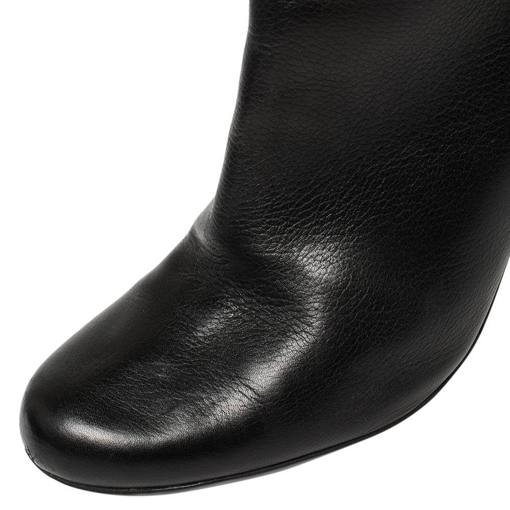 Giuseppe Zanotti Black Leather Mid Calf Foldover Boots Size 37 For Sale 1