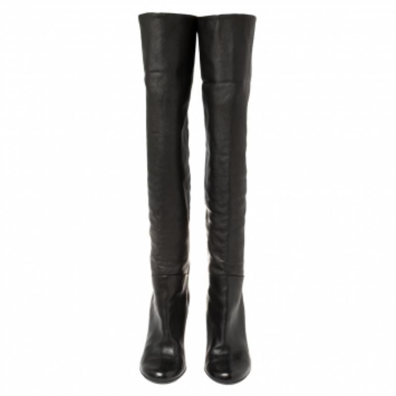 Giuseppe Zanotti Black Leather Mid Calf Foldover Boots Size 37 For Sale 3
