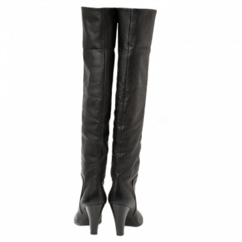 Giuseppe Zanotti Black Leather Mid Calf Foldover Boots Size 37 For Sale 4