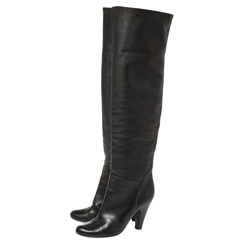 Giuseppe Zanotti Black Leather Mid Calf Foldover Boots Size 37 For Sale 3