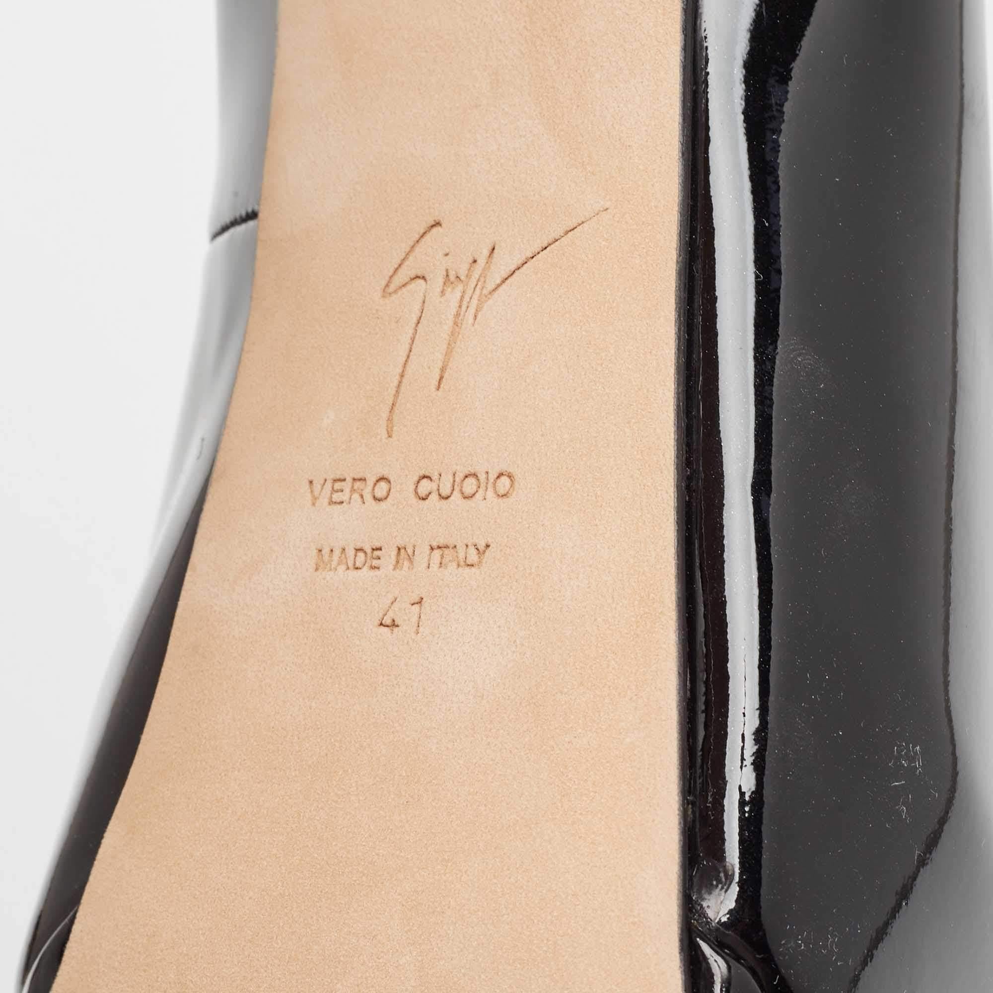 Giuseppe Zanotti Black Leather Peep Toe Platform Pumps Size 41 For Sale 3