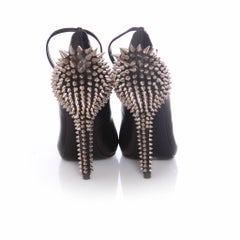 Giuseppe Zanotti, black leather peeptoe platform pumps with silver studs