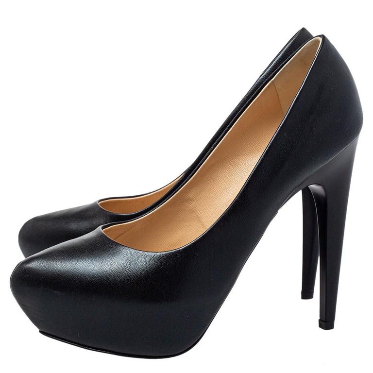 Giuseppe Black Leather Platform Pumps Size 36.5 For Sale 1stDibs | zanotti platform heels