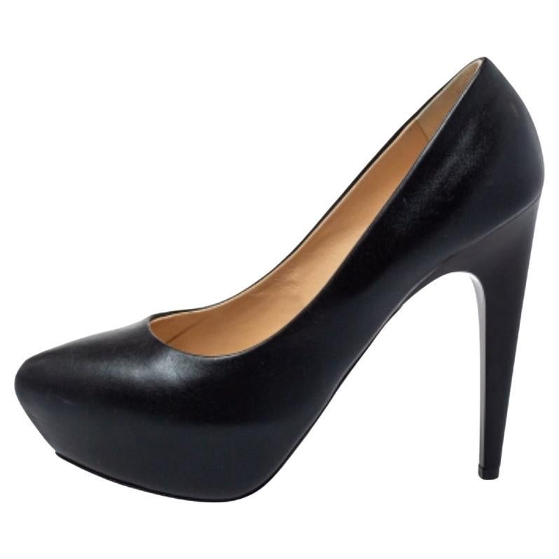 Giuseppe Zanotti Black Leather Platform Pumps Size 36.5 For Sale