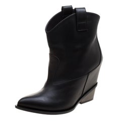 Giuseppe Zanotti Black Leather Pointed Toe Boots Size 41