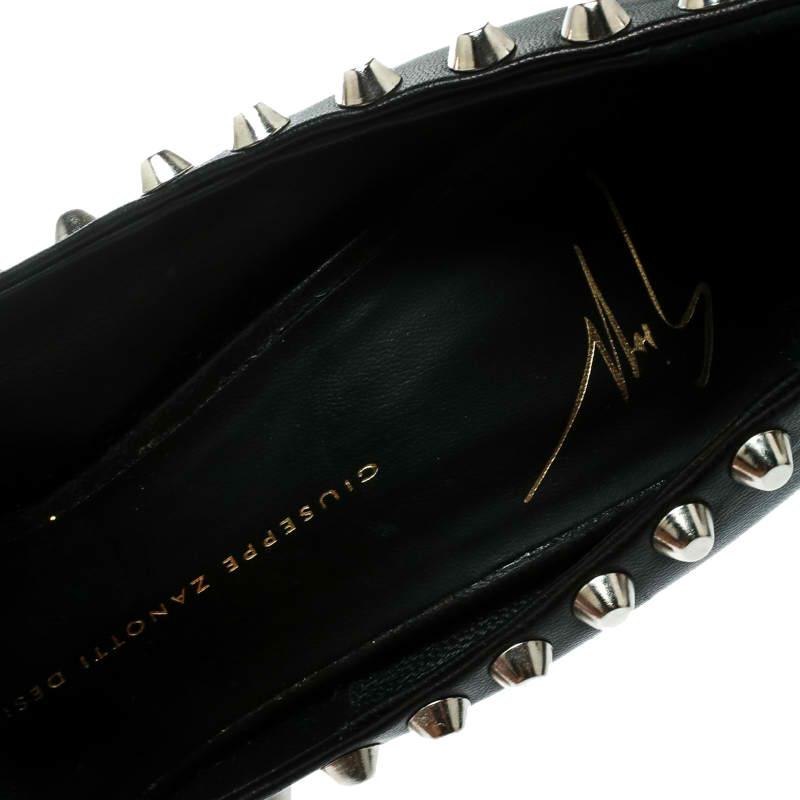Giuseppe Zanotti Black Leather Stud Trim Peep Toe Pumps Size 38 2