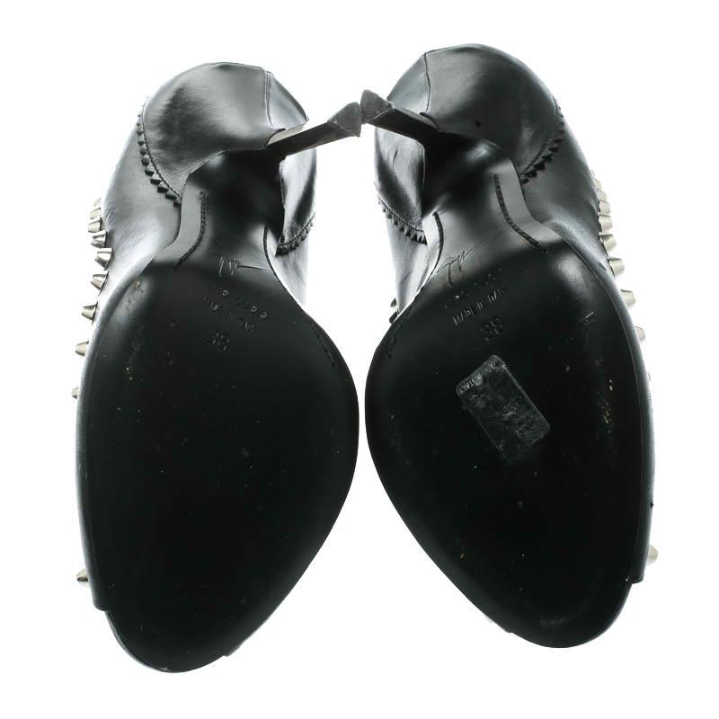 Giuseppe Zanotti Black Leather Stud Trim Peep Toe Pumps Size 38 3