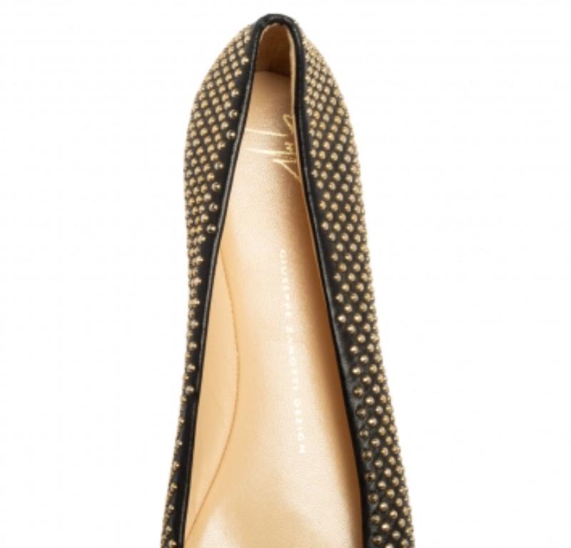 Giuseppe Zanotti Ballerines en cuir noir clouté Taille 38 en vente 3