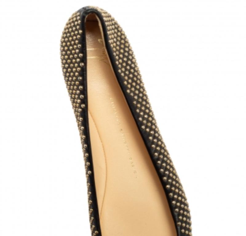 Giuseppe Zanotti Ballerines en cuir noir clouté Taille 38 en vente 4