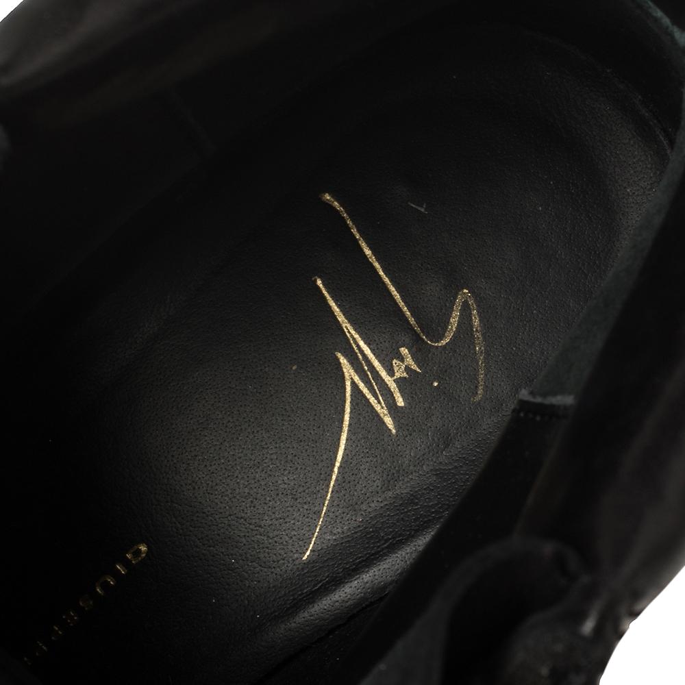 Giuseppe Zanotti Black Leather Studded High Top Wedge Sneakers 36.5 In Fair Condition In Dubai, Al Qouz 2
