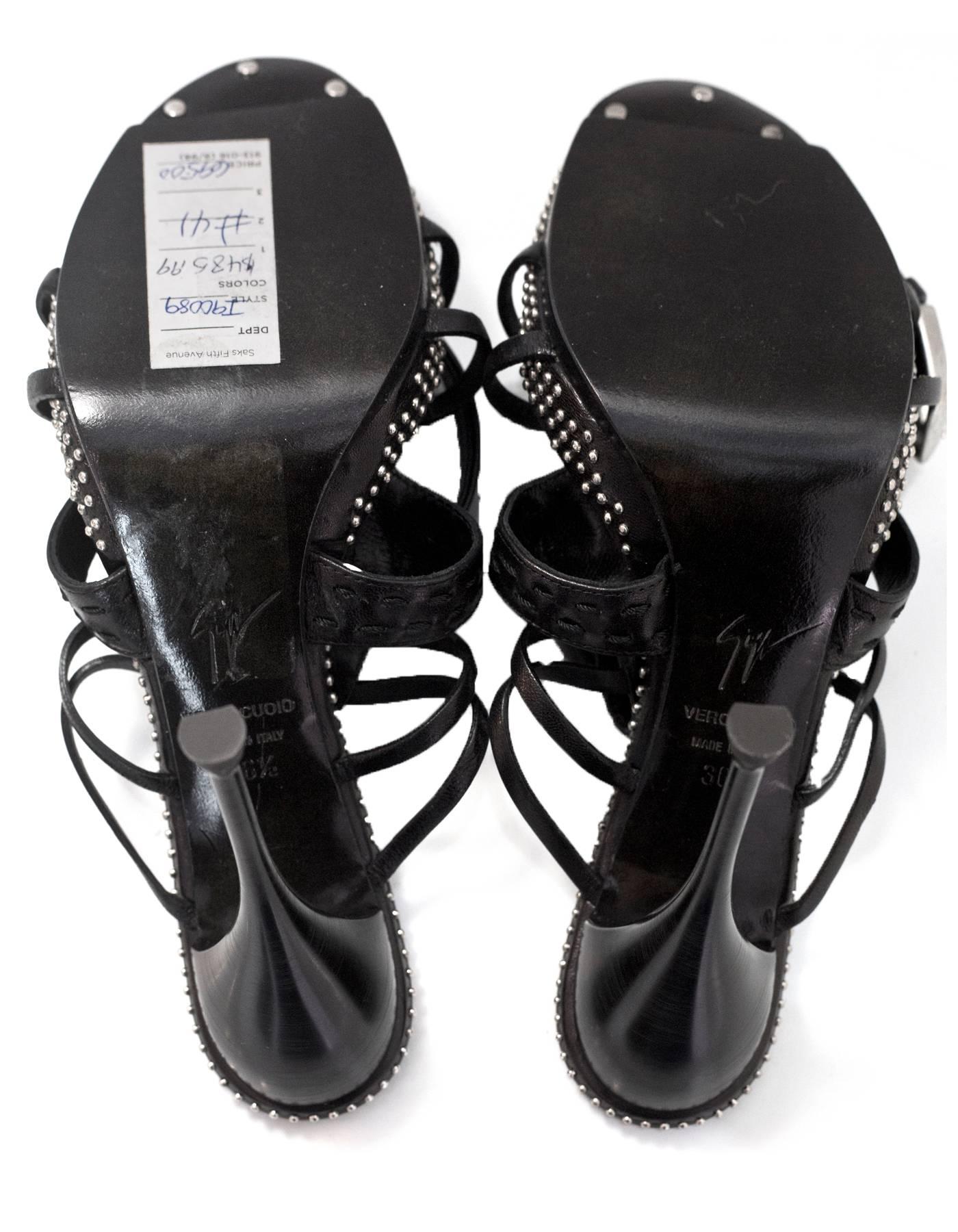 Giuseppe Zanotti Black Leather Studded Sandals Sz 36.5 1