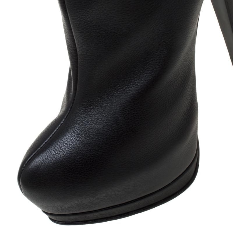 Giuseppe Zanotti Black Leather Thigh Length Platform Boots Size 38.5 2