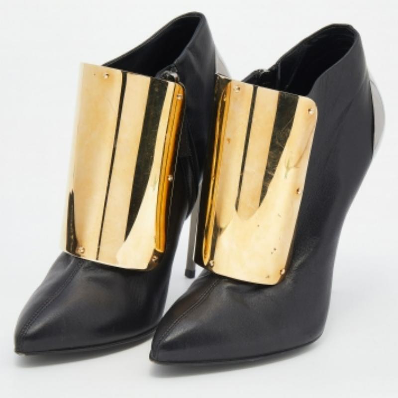 Noir Giuseppe Zanotti bottines en cuir noir avec velcro Taille 38 en vente
