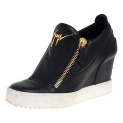 Giuseppe Zanotti Black Leather Wedge Sneakers Size 36