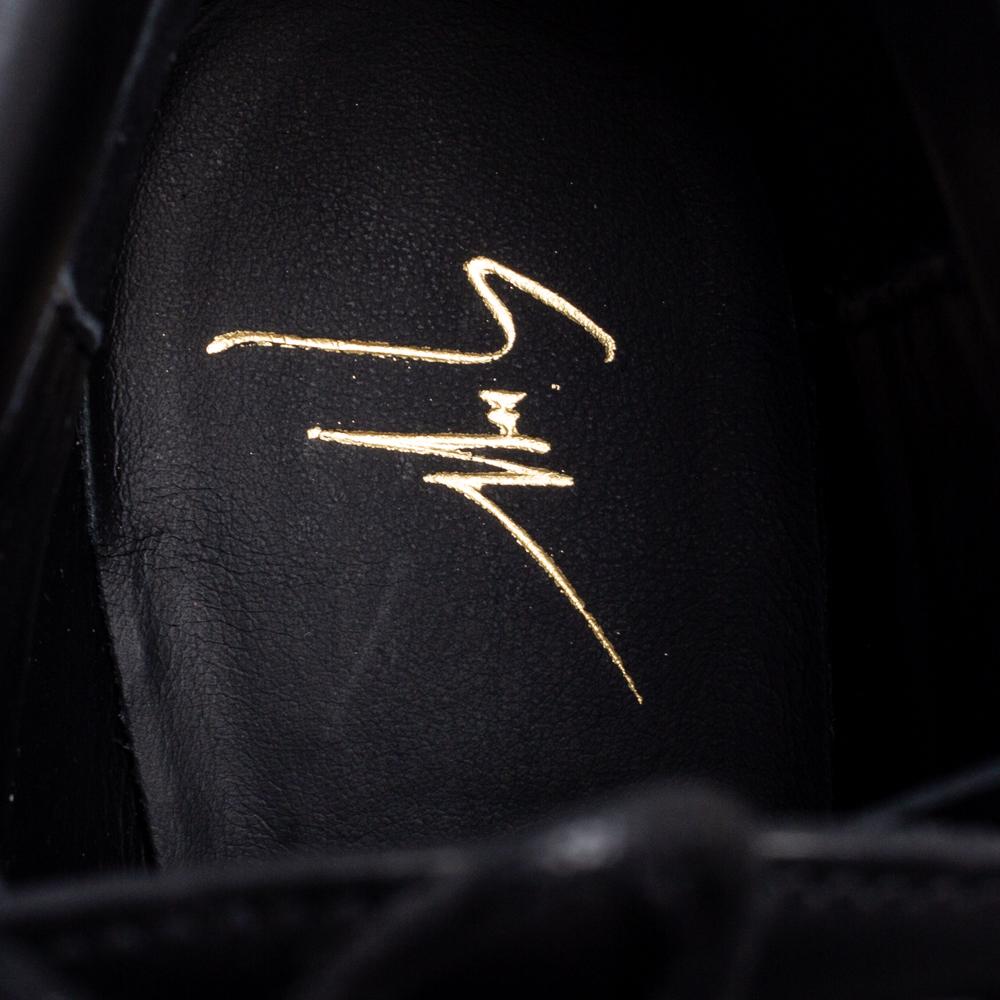 Giuseppe Zanotti Black Leather Wedge Sneakers Size 40 2