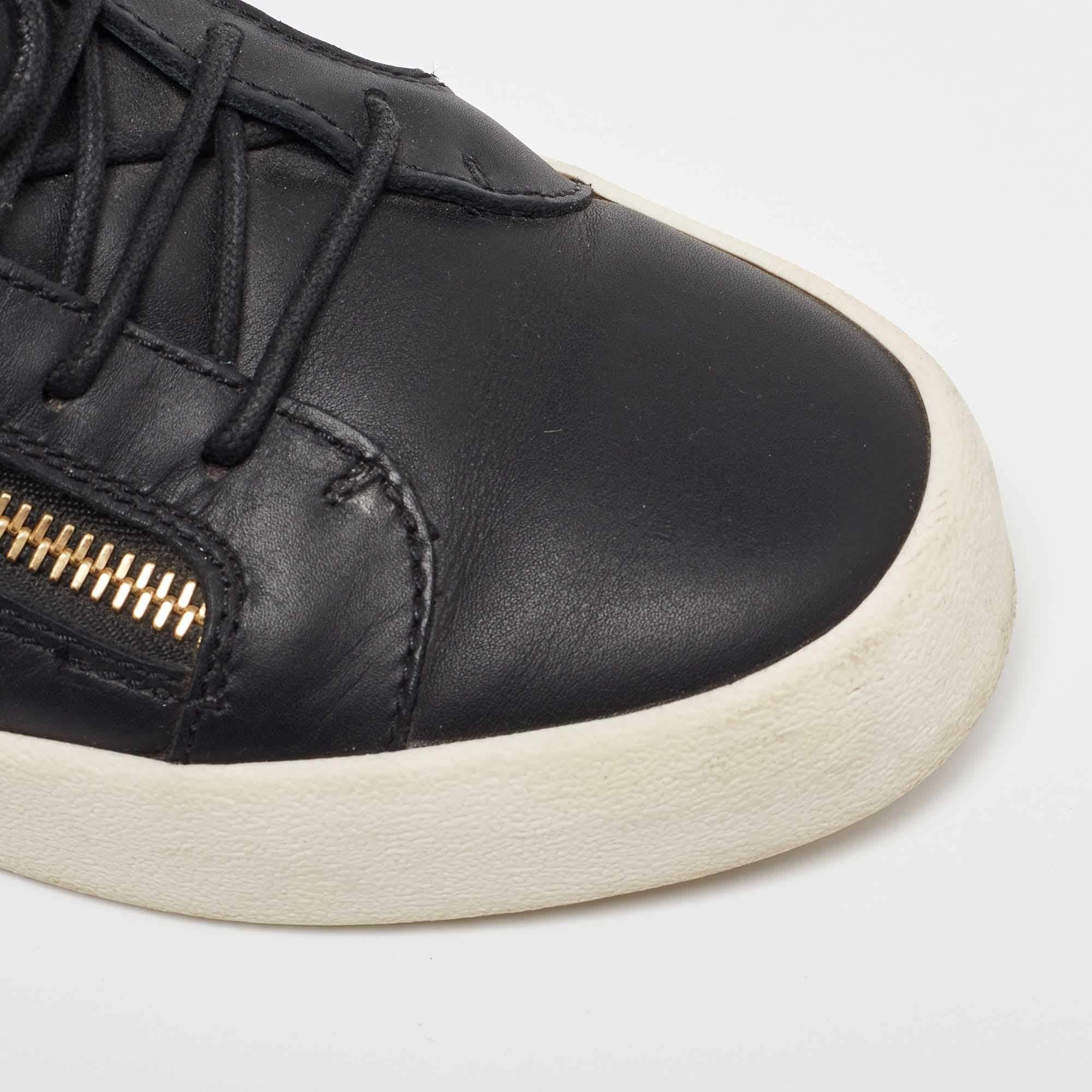Giuseppe Zanotti Black Leather Wings High Top Sneakers 43 For Sale 3