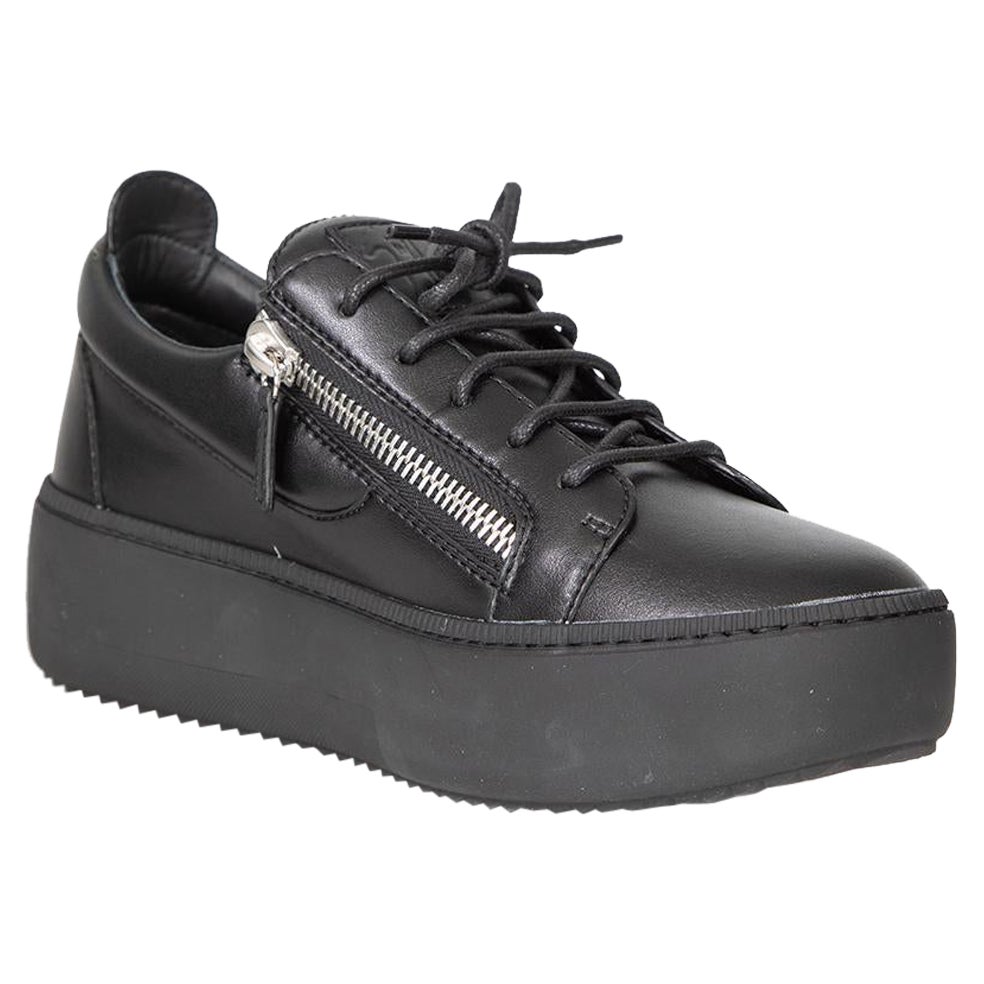 Giuseppe Zanotti Black Leather Zip Gail Trainers Size IT 40